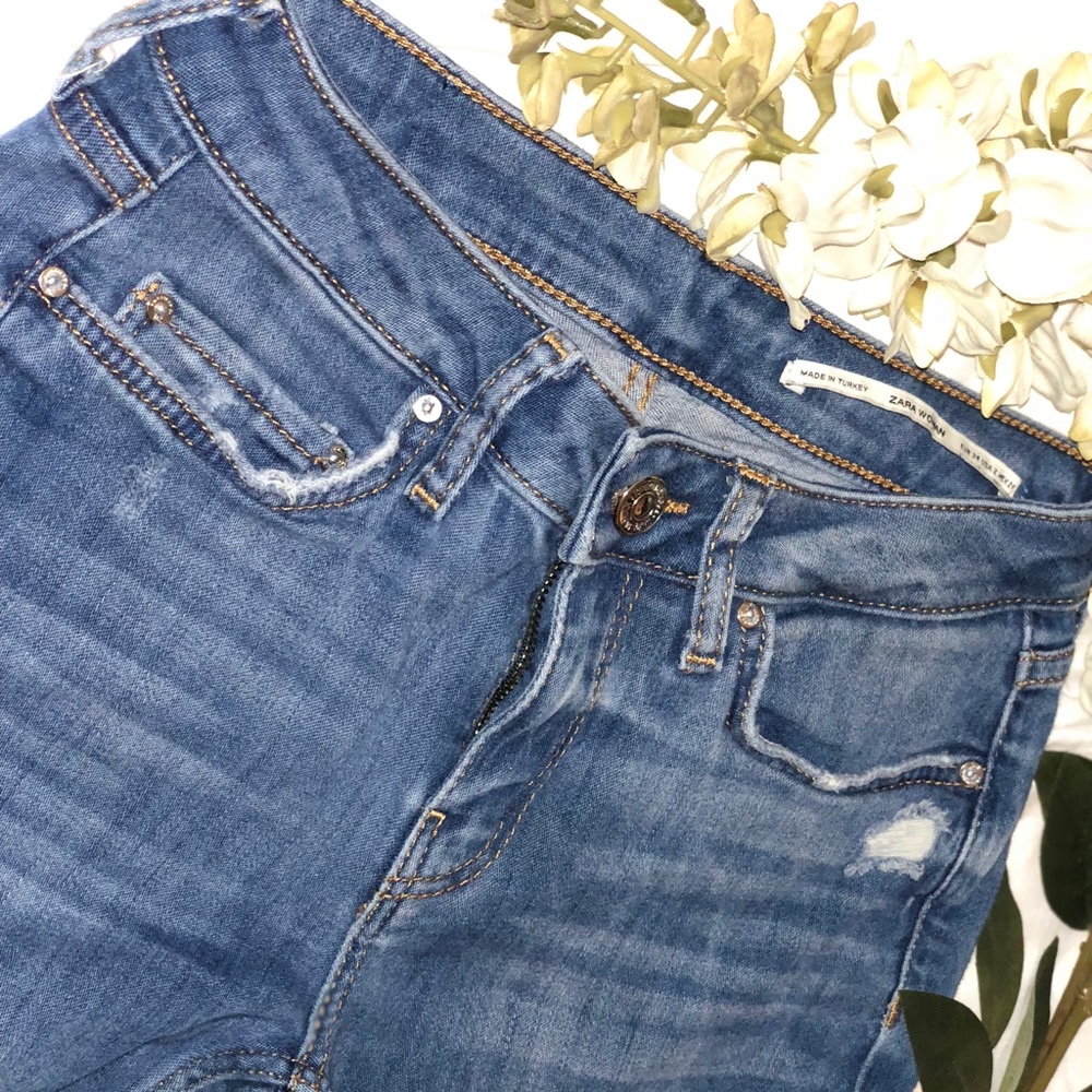 ZARA Blue Distressed Skinny Jeans